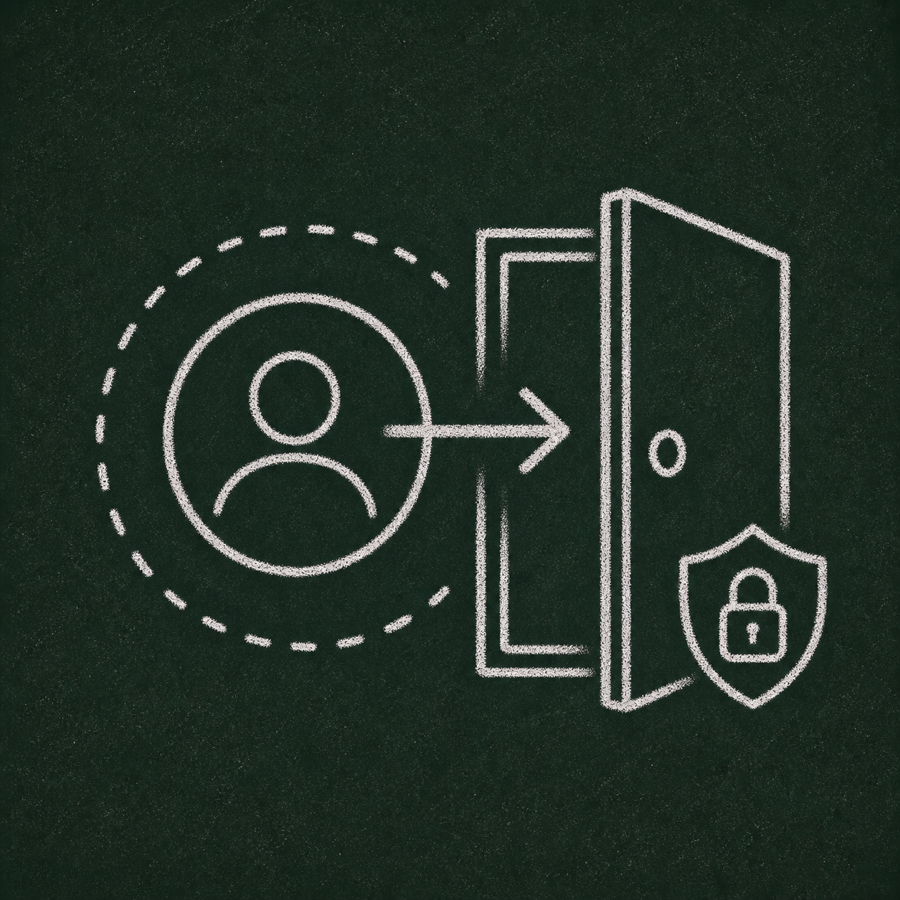 Chalk drawing of an account logout action.